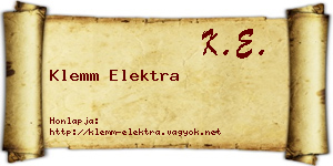Klemm Elektra névjegykártya